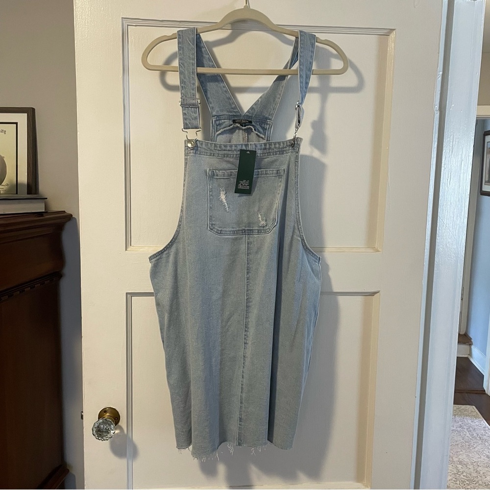 Light Blue Denim Mini Overall Dress